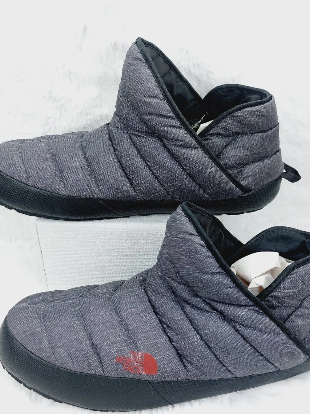 The North Face Men's Gray Thermoball Traction Puff Slip-On Winter Boot Size 14